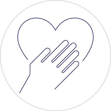 Icon mit Herz und einer Hand